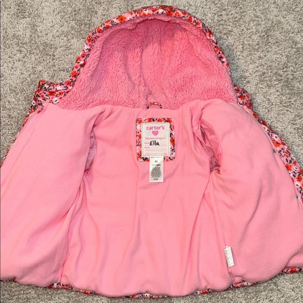 Carter's Pink Floral Winter Jacket - Picture 2 of 5